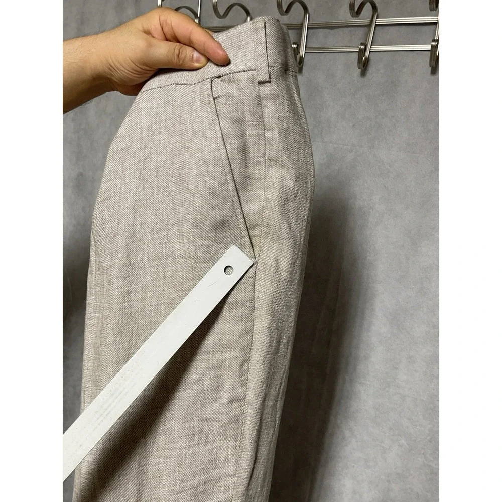 Oak Hill Pants Men 50x33 DXL Linen Rayon Adjustable Waist Hopsack Pleated Cuffs